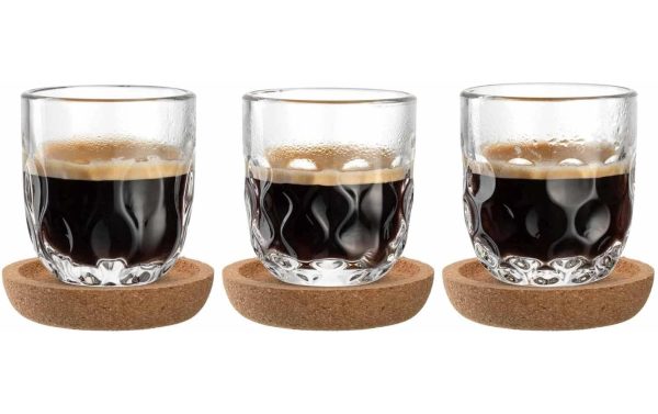 Leonardo Cappuccino Becher Gocce mit Untersetzer 60 ml, Transparent – Bild 2